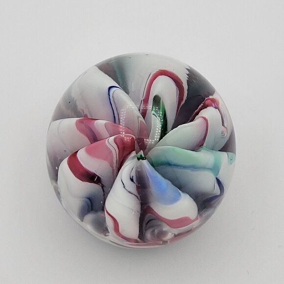 Vintage Saint Claire Multicolor Swirl Art Glass Paperweight - Picture 5 of 11